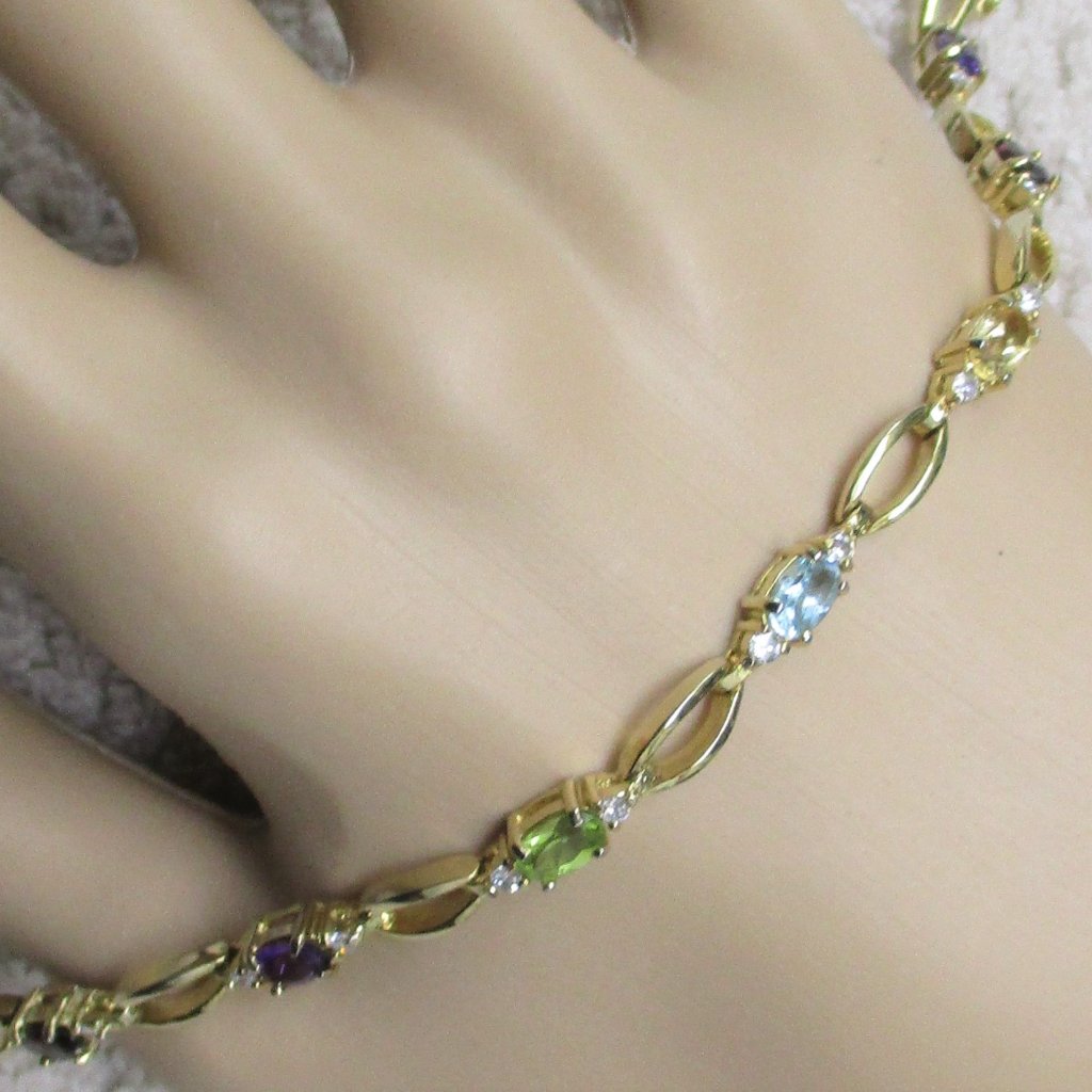 Sterling Silver Multi-Gemstone Bracelet 85$